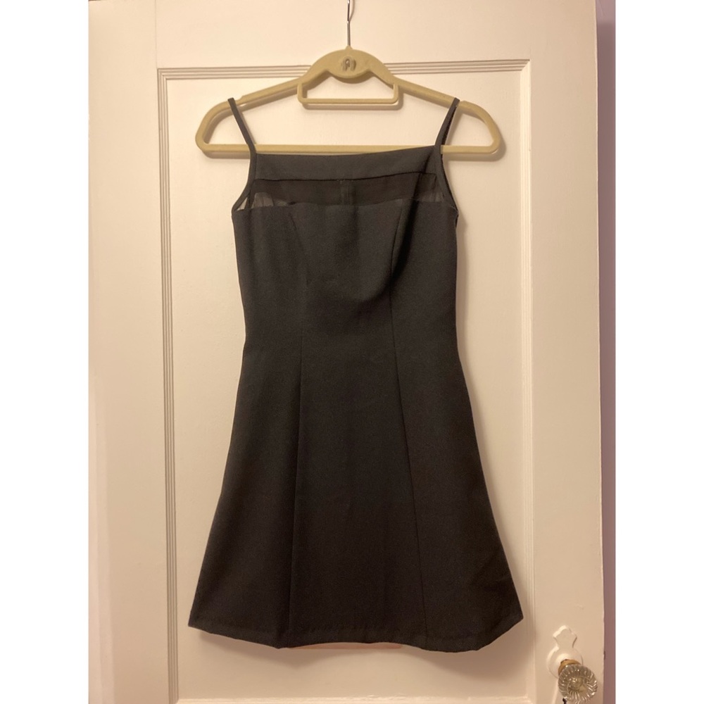 B2 black minidress with mesh inserts XS